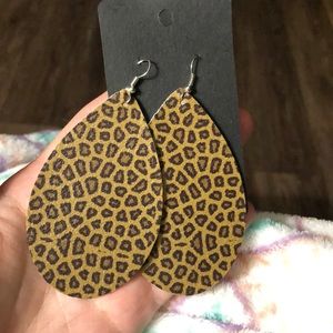 Leopard Print Faux Leather Earrings